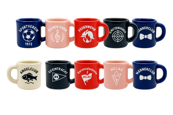 Schnapsglas / Schnapskrug aus Keramik bedruckt / Label